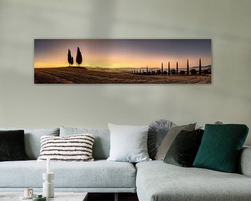 Sonnenaufgang in der Toskana. Weites XXL Panoramabild von Voss Fine Art Fotografie