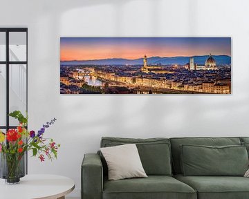Panorama van de stad Florence in Italië in de avonduren van Voss Fine Art Fotografie