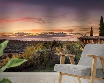 Haus in der Hügellandschaft der Toskana in Italien von Voss Fine Art Fotografie