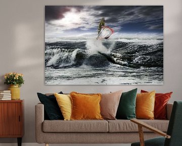 Ein perfekter Absprung für einen Surfer von Stephan Zaun