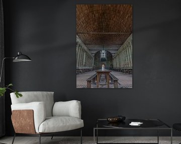 Dining room in the abbey of Mont Saint Michel by Maarten Hoek