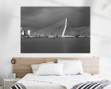 Skyline of Rotterdam in black and white