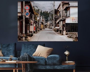 Straatje in Yudanaka, stadje in Japanse Alpen