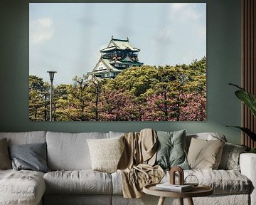 Kasteel van Osaka tijdens de kersenbloesem, Japan