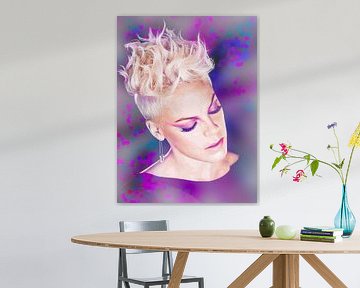 P!nk Pink Modern Abstract Portret in Roze, Paars, Blauw van Art By Dominic