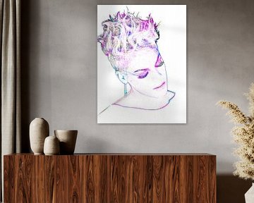 P!nk Pink Modernes abstraktes Porträt in Rosa, Violett, Blau von Art By Dominic
