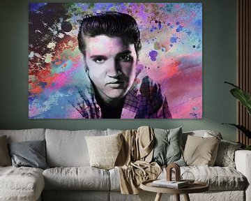 Elvis Presley Abstract Pop Art Portret in  Diverse Kleuren van Art By Dominic