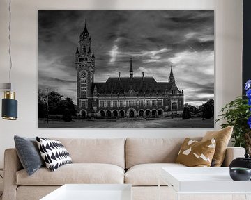 Noir et blanc : le Palais de la Paix à La Haye sur Rene Siebring