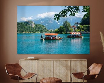 Bateaux sur le lac de Bled en Slovénie