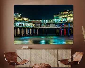 Pier of Scheveningen in a colorful evening scene by MICHEL WETTSTEIN