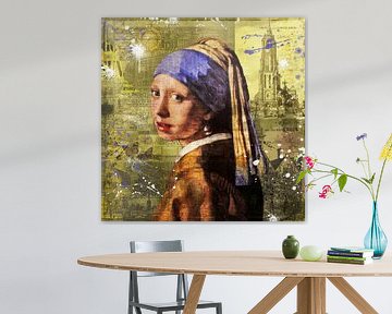 Het meisje met de parel van Johannes Vermeer van Rene Ladenius Digital Art