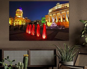 Vijf beelden op de Berlijnse Gendarmenmarkt