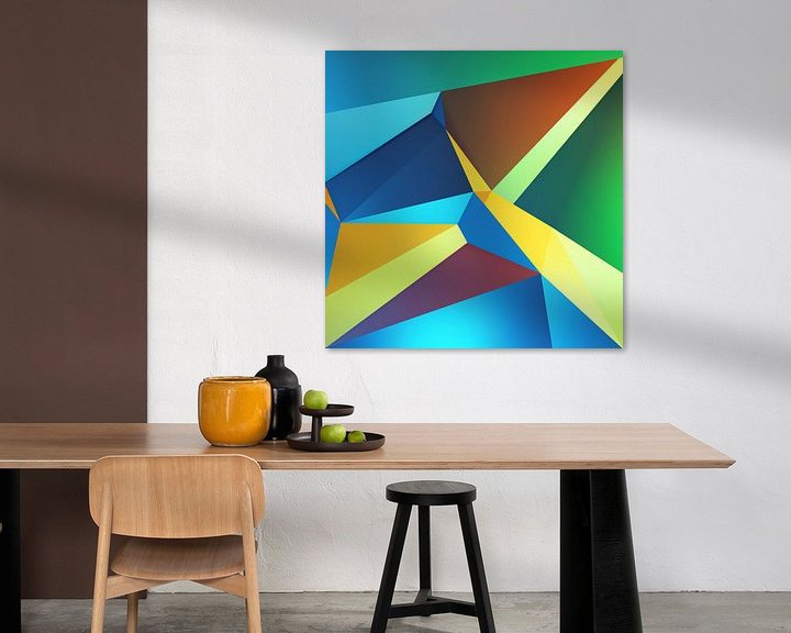 Beispiel: Linien- und Farbkomposition Kubismus-Kunstwerk von Pat Bloom - Moderne 3D, abstracte kubistische en futurisme kunst