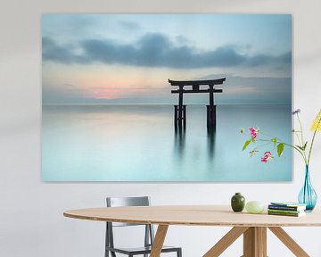 Torii poort in het Biwa meer in Japan van Anges van der Logt