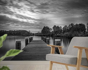 Steiger Brielse Meer in zwart-wit van Marjolein van Middelkoop