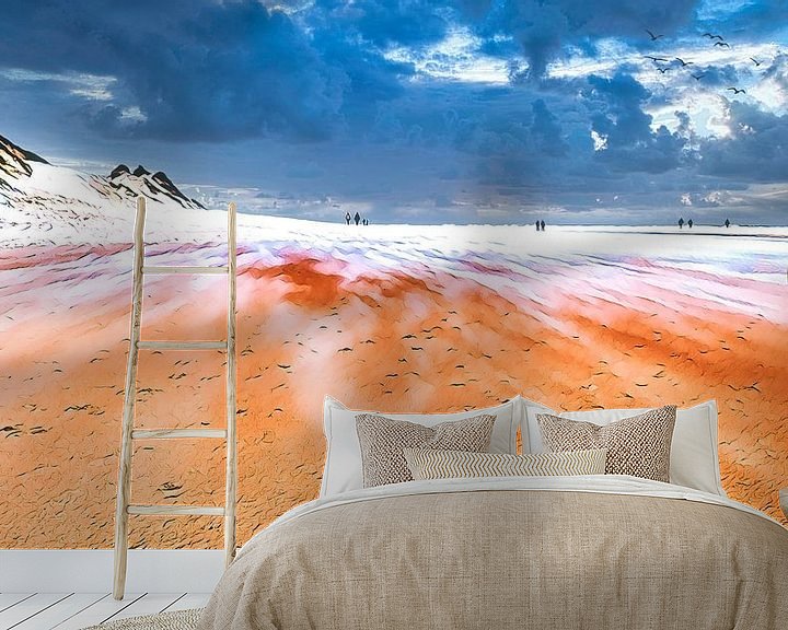 Sfeerimpressie behang: Stuifzand op het strand van Digital Art Nederland