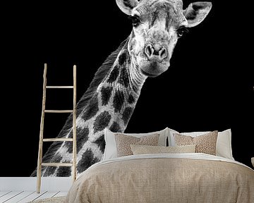 Portrait Giraffe in black and white by Beeldpracht by Maaike