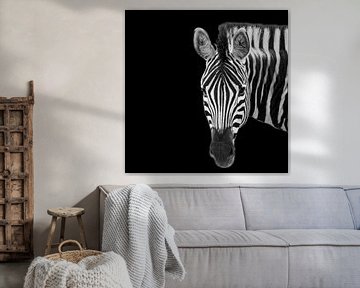 Portret van een Zebra in zwart-wit van Beeldpracht by Maaike