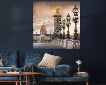 Pont Alexandre III, in the background the Invalides Cathedral, Paris by Christian Müringer