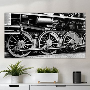 Old vintage steam locomotive wheels detail in black and white by Sjoerd van der Wal Photography