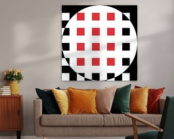 Abstract geometrische vormen in zwart wit rood