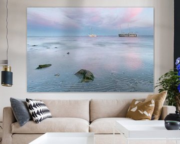 Bootjes op het wad tijdens zonsondergang - Natuurlijk Ameland