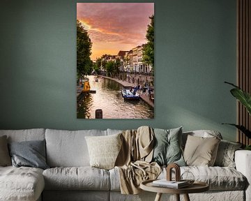 Les canaux d'Utrecht au coucher du soleil sur Wendy Klunder