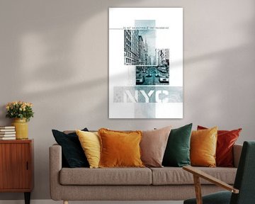 Poster Art NYC Fifth Avenue Traffic | turquoise marble by Melanie Viola