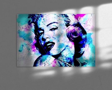 Marilyn Monroe Abstrakte Pop Art Türkis Rosa Blau von Art By Dominic