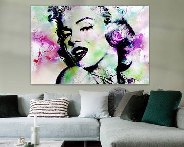 Marilyn Monroe Abstrakte Pop Art Rosa Grün von Art By Dominic