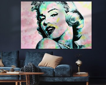 Marilyn Monroe Abstract Pop Art Pastel Kleuren van Art By Dominic