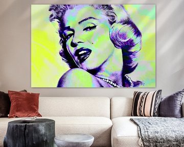 Marilyn Monroe Abstract Pop Art in Groen Paars van Art By Dominic