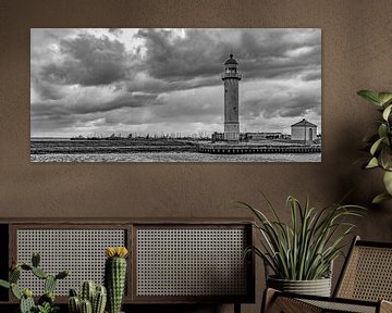Hellevoetsluis lighthouse in black and white by Marjolein van Middelkoop