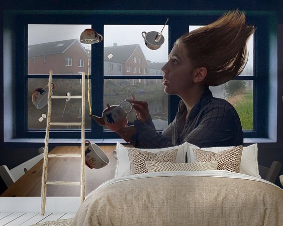 Voorbeeld van het werk in een kamer