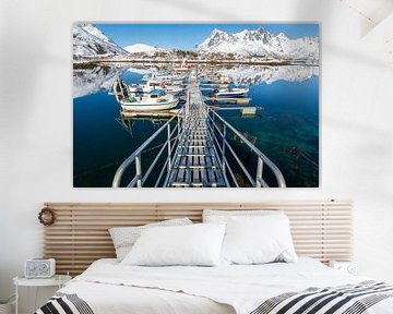 Noorwegen kleine haven op de Lofoten van Maik Richter