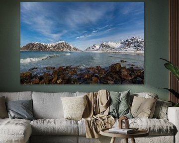 Skagsanden Strand (Lofoten) in de winter van Maik Richter