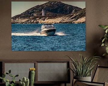 Sport boat enters Bodø harbour by Kai Müller