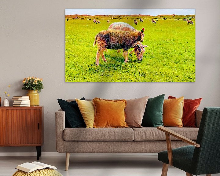 Sfeerimpressie: Twee Texelse schapen van Digital Art Nederland