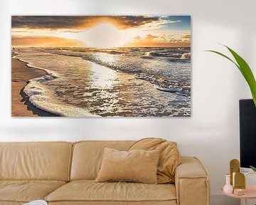 Sunset beach North Sea coast by Digital Art Nederland