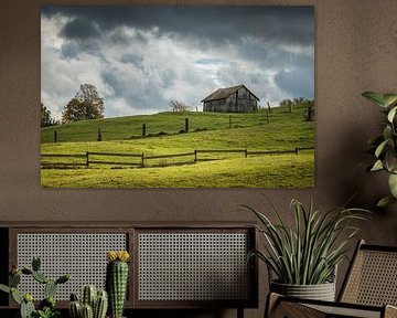 Landschap met veldschuur