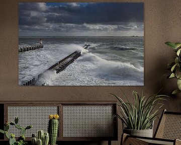 Storm bij de pier in Vlissingen van Martin Jansen