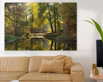 Kleine Brücke im Molenbosch-Zeist, Herbstfarben von Peter Haastrecht, van