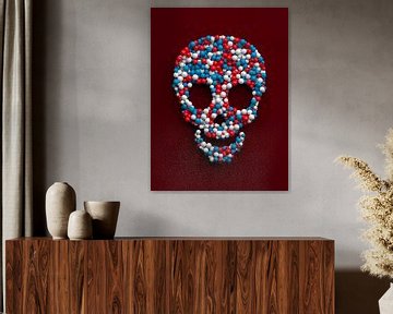 Grappige schedel gemaakt van gekleurde ballen van Jörg Hausmann