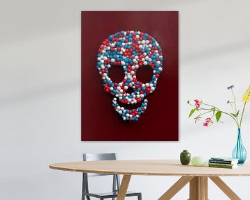 Grappige schedel gemaakt van gekleurde ballen van Jörg Hausmann