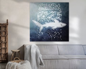 Design de requin dur avec texte "shark" sur Emiel de Lange