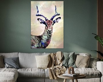 Gazelles abstraites aux couleurs vintage sur Art By Dominic