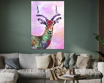 Gazelles Abstract in Pink Colours by Art By Dominic