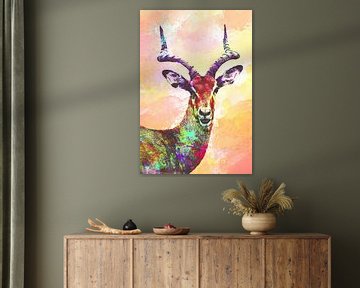 Gazelles Abstract in Orange / Yellow Colours by Art By Dominic