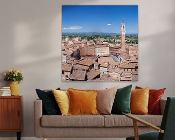 Piazza del Campo met stadhuis Palazzo Pubblico, Siena, Toscane, Italië van Markus Lange