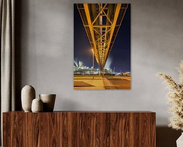 Massive pipeline overpass, view on petrochemical industry at night by Tony Vingerhoets